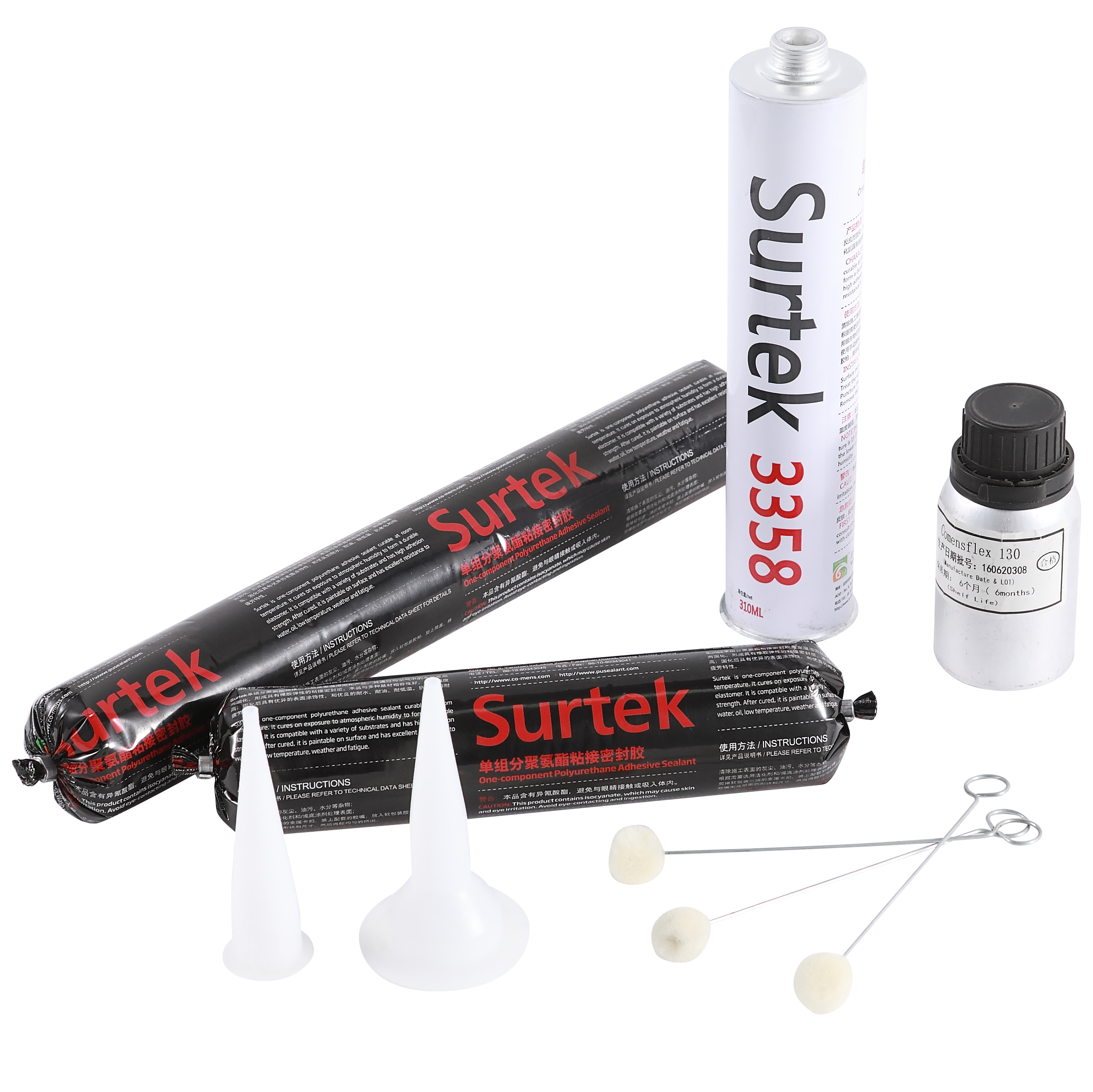 Norme ISO 600 ml saucisse/310 ml tube Pare-Brise liant mastic polyuréthane monocomposant pour le verre automatique/automobile