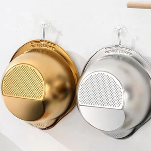 Edelstahl-Schüssel mit Schrägauslauf und Sieb zum Waschen von Obst und Bohnen – Vielseitiges Küchenwerkzeug - Product Image 4