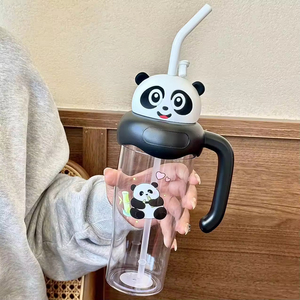 Nouvelle tasse à eau grande capacité, design élégant, avec paille, pour étudiants, résistante aux hautes températures, motif dessin animé, portable pour le bureau - Product Image 1