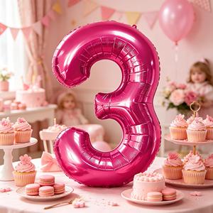 Party Love 80cm 12 Pcs Bag Numero Fuchsia N3 Balloon For celebrations memorable and stylish - Product Image 4