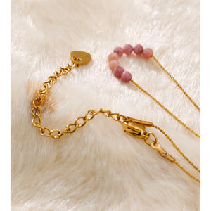 قلادة جينيو 3404 الأنيقة من الخرز الحجري الطبيعي مع سلسلة من الفولاذ المقاوم للصدأ وحجر النمر - Product Image 5