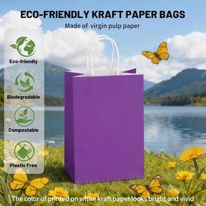 Bolsas de Regalo de Papel Kraft Pequeñas Impresas Personalizadas al por Mayor de Fábrica con Asas, Bolsas Biodegradables para Empacar Bocadillos y Golosinas - Product Image 4