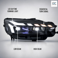 Ensemble de phares à LED avec clignotants séquentiels de style RS5 pour Audi A5 2017-2020, design à lentilles, 12V DRL
