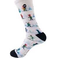 360 °   Chaussettes de ski à impression numérique, chaussettes de sport épaisses et respirantes en tissu éponge, chaussettes de ski unisexes à motif de dessin animé personnalisé
