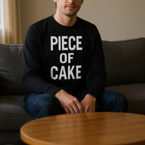 T-shirt a maniche lunghe Piece Of Cake, girocollo nero, taglia unisex per adulti - Product Image 3