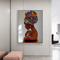 Soyut resim tuval boyama afrika kadın portre posterler baskılar duvar sanat resmi oturma odası ev dekor için