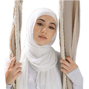 jersey de coton respirant de qualité supérieure Écharpe Hijab élastique pour femmes musulmanes Rayure Borong Shalws pour l'hiver - Product Image 4