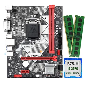 工厂价格LGA 1155插座ddr3 B75芯片组B75H台式机游戏主板套件，带i5 3570中央处理器