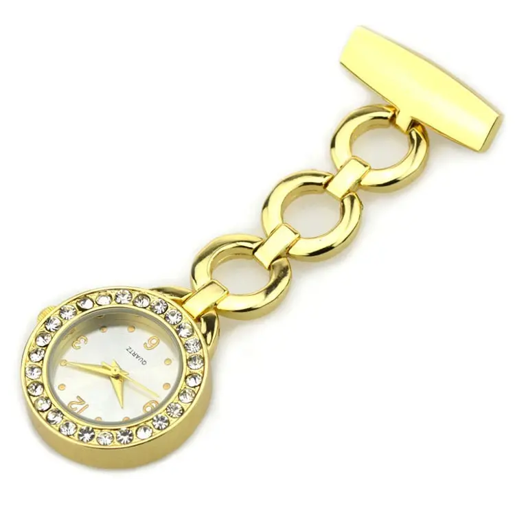 Clip-on Fob Thạch Anh Trâm treo y tá pin đồng hồ thời trang pha lê nam nữ đầy đủ hợp kim bỏ túi Đồng Hồ Relogio