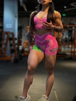 Ensemble d'entraînement YNSEA Unique et Sexy à Col Halter, Tenue de Sport Ultra Douce Powerpuff Girls pour Femmes, Ensembles de Fitness et Gym à Haute Élasticité