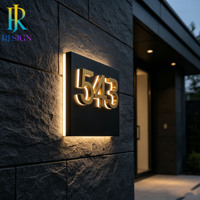 Enseigne LED rétroéclairée pour numéro de maison, plaque d'adresse commerciale pour magasin, devanture de commerce, enseigne de porte en métal 3D
