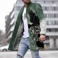 Nouvelle Arrivée Manteau Long Homme Automne Hiver Simple Boutonnage Chaud Doux Motif Carreaux Résistant au Froid