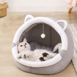 Kedi yuva kış köpek kulübesi katı desen sıcak kapalı <span class=keywords><strong>Pet</strong></span> ev çıkarılabilir yıkanabilir yatak küçük ırkları için - Product Image 2