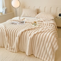 Couverture en peluche à rayures larges épaisse et solide, imperméable, chauffante, portable, multifonctionnelle pour lit, canapé, sieste