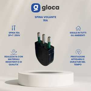 Gloca 5x 16A 2P+T Enchufe Macho Negro Estándar Italiano 250V - Product Image 2