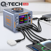 Station de charge USB intelligente 140W avec 8 ports, écran LED numérique, port externe, chargeur multifonction à chargement magnétique sans fil