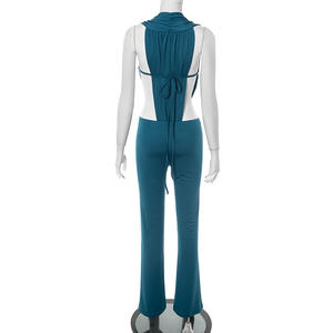 Damen Herbst dreiteiliges Set Feder Schal Crop Top und Skinny Pants Streetwear <span class=keywords><strong>3</strong></span>-teiliges Set Damen bekleidung - Product Image 3