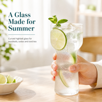 Gobelet en verre givré avec logo personnalisé, forme incurvée créative, gobelet à boire en verre pour cocktail, jus, boisson