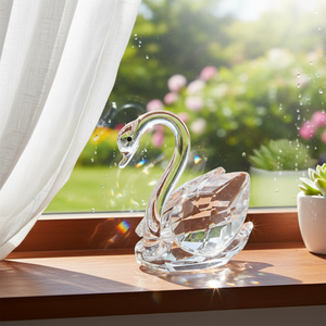 Cigno in Vetro da 7,5 cm, Decorazione in Cristallo e Acchiappasole, Senza Confezione - Product Image 3