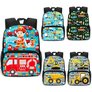 Mochila escolar para niños, morral infantil para guardería, mochila para libros, camión de bomberos, coche, excavadora, Tractor, mochila para niños y niñas