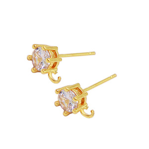 S925 Sterling Silver Diamond Earrings 18K Gold Plated Round Brilliant Cut Women's Everyday Wear Jewelry Accessories - Product Image 4