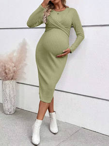 Robe d'automne pour femmes, vêtements de maternité, robe de <span class=keywords><strong>grossesse</strong></span> avec ceinture pour femmes, vêtements pour femmes enceintes, une pièce - Product Image 4