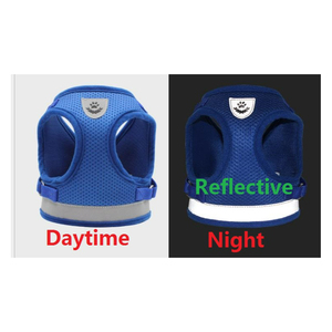 AmoTrip 反光透气涤纶狗用背带和牵引绳套装，适用于吉娃娃哈巴狗小型中型犬背心式网状步行服 - Product Image 3