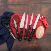 Ensemble de couteaux de cuisine en promotion - Couteau de chef en acier inoxydable pour trancher la viande, couteau à pain pour boulangerie, éplucheur pour fruits. Poignée en PP durable
