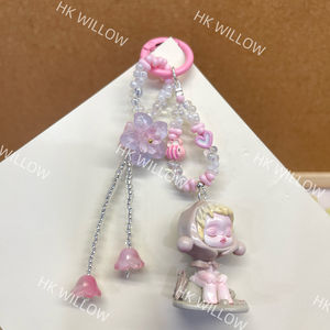 Porte-clés esthétiques Y2K, breloques de téléphone Skullpanda pour femmes, jolies breloques papillon et étoile, cordon de téléphone perlé, vente en gros à bas prix - Product Image 6