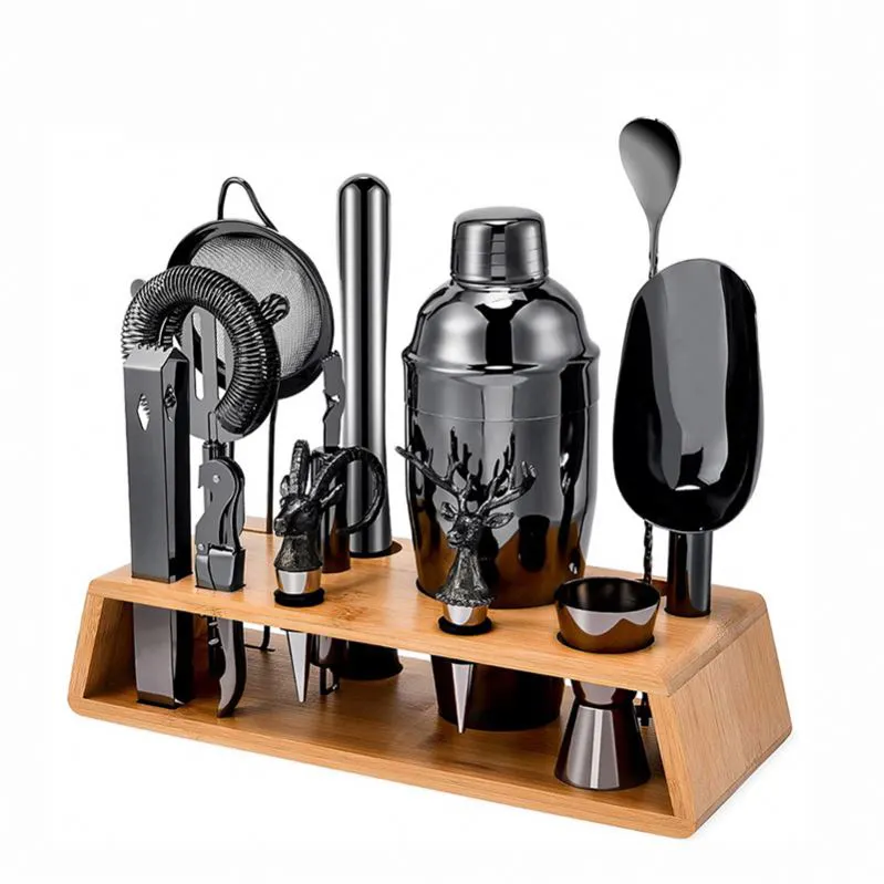 Hot Selling tragbares Full Bar Tool Set mit Edelstahl Bar Zubehör Kit Geschenke Cocktail Shaker Set