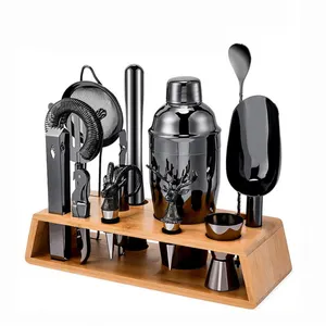 Hot Selling Portable Full Bar Tool Set With Stainless Steel Bar Accessories Kit Gifts Cocktail Shaker Set