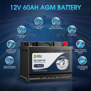 Batería EBL Platinum AGM BCI Grupo 47R-12V 60Ah 100Min RC 660A CCA, Potencia de Arranque Automático para Aplicaciones de Ciclo Profundo - Product Image 2