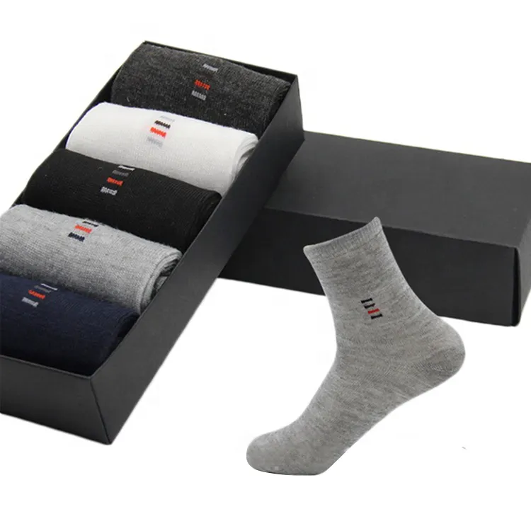 Custom High Quality Breathable Cotton Sweat-absorbent Dress Grey White Black Business Ankle Men Sneaker Socks