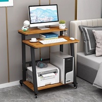 Bureau d'ordinateur mobile en métal pour petit appartement avec roulettes, plateau réglable – Idéal pour l'étude, l'écriture, le gaming, l'e-sport et le bureau