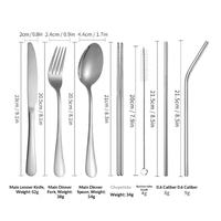 Ensemble de couteau, fourchette et cuillère de voyage en acier inoxydable léger et portable, étui étanche, passe au lave-vaisselle, nettoyage facile