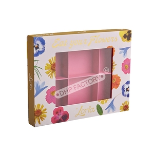 Caja de Embalaje para Galletas con Diseño Floral, Caja de Dos Piezas con Logotipo Estampado en Oro, Inserto de Cartón Gris, Ventana Transparente de PVC, Caja de Regalo - Product Image 6