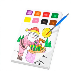 Christmas Water Coloring Book with <b>Stickers</b> 28 Pages Holiday Art Activity Book for Kids Aesthetic Puffy <b>Sticker</b> Set - Product Image 2