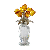 Honneur de cristal coloré cristal Bouquet fleur Figurine modèle cristal verre artisanat pour cadeau d'anniversaire