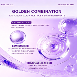 Crème visage à 12 % d'acide azélaïque avec niacinamide, vitamine C, hyaluronate de sodium, pour unifier le teint, atténuer les marques d'acné, déboucher les pores - Product Image 2