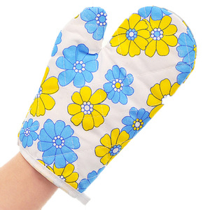 Oven Mitts Heat Resistant Gloves For <b>Microwave</b> Oven Kitchen Baking With Flower Pattern - Product Image 3