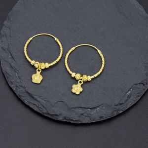 Boucles d'oreilles créoles épaisses JXX pour femme, nouveau bijou élégant en laiton plaqué or avec motif clochette en forme de cœur, tendance pour mariage ou cadeau - Product Image 4