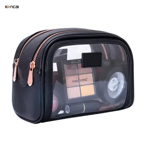 Professional Makeup Brush Bag Makeup Storage Handbag Plain Travel Toiletry Bag Transparent PVC Cosmetic Bag