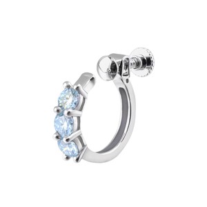 Clip-On <b>Earrings</b> Screw Type Three Stone Claw Setting Unisex Everyday Wear - Product Image 5