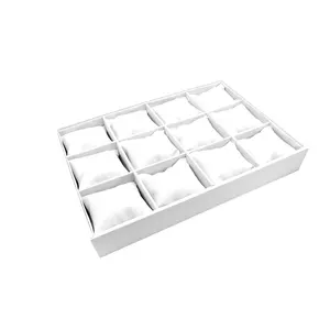 White Leatherette 4x3 Jewelry Pillow Display Watch Tray