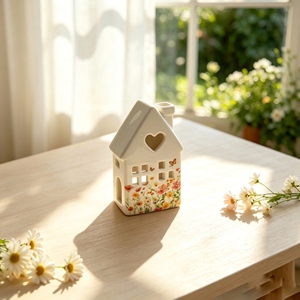 Porte-bougie en <span class=keywords><strong>porcelaine</strong></span>, deux styles, lanterne creuse pour bougie chauffe-plat, décoration de bureau rustique, cadeau artisanal pour mariage et fête - Product Image 4