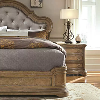 Lit double en bois massif de style campagnard américain, lit vintage à dossier haut, grand lit de 1,8 mètre, chambre principale, lit de villa