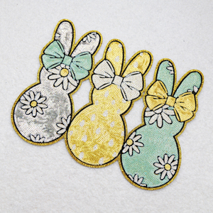 New Arrival Customization <b>Easter</b> Chenille Patches Bags Mardi Gras Chenille Patches Fabric Sequin Bead Patch - Product Image 3