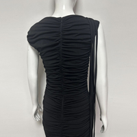 Nouvelle Robe Longue Chic d'Été 2026 Sans Manches Froncée Col Montant Épaule Dénudée Drapée Longues Bandes Coupe Ajustée Élégante pour Soirée