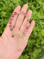 Bracelet en perles de verre violettes réglable avec breloques Vierge Marie en cuivre, bijoux multicolores pour femmes, vente en gros