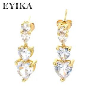 Fashion Vintage Show Styles Big Heart Crystal Diamond Drop Earrings Heart Shaped Stone Earrings